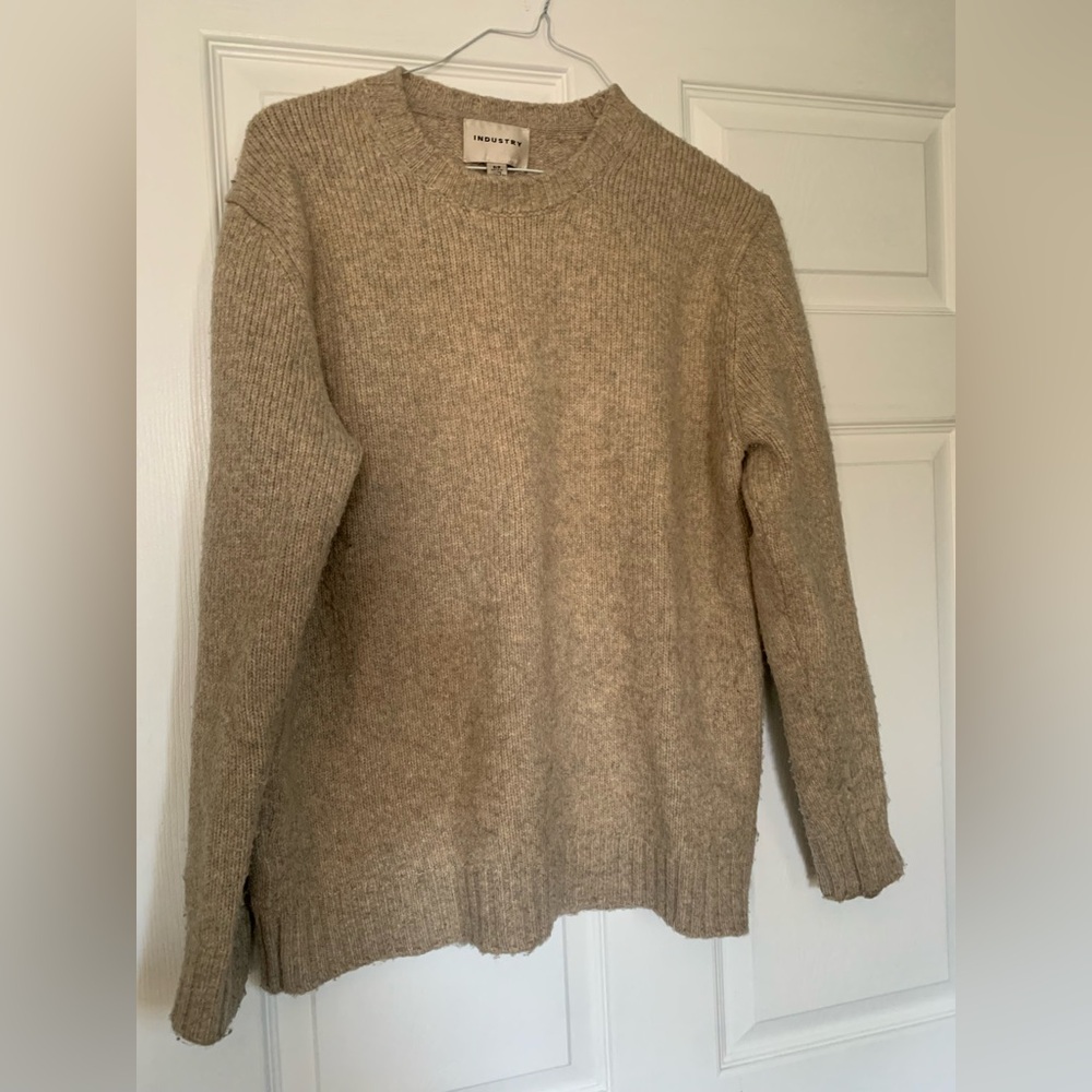 Industry Unisex Beige Wool Blend Crewneck Sweater Size S Small